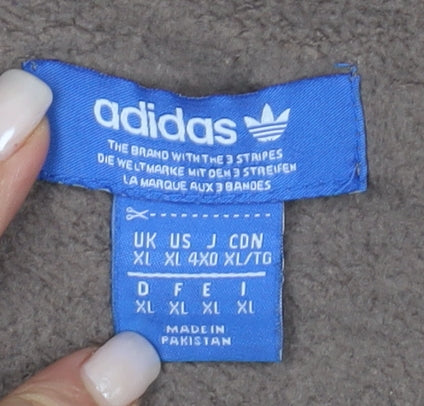 Adidas Men's XL Brown Full Zip Hoodie with Logo