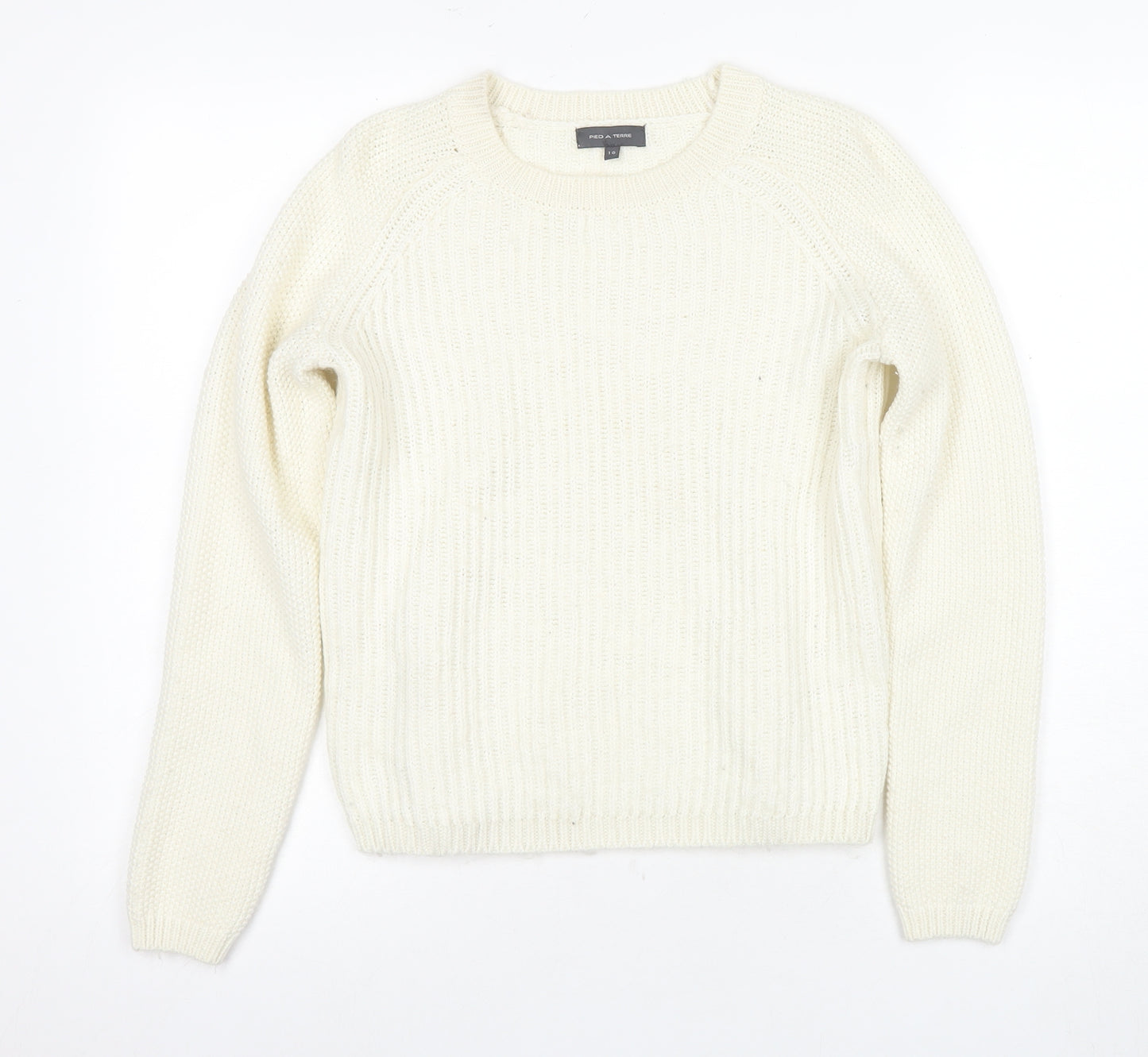 Pied A Terre Women's Ivory Knit Pullover Jumper Size 10