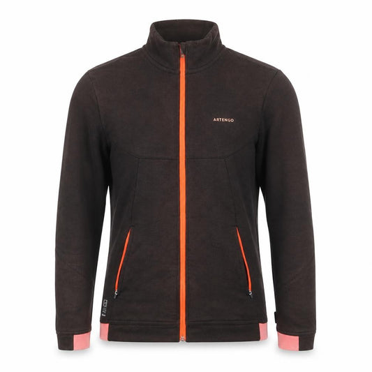 Front view of Artengo Men's Black Track Jacket, size M, Full Zip