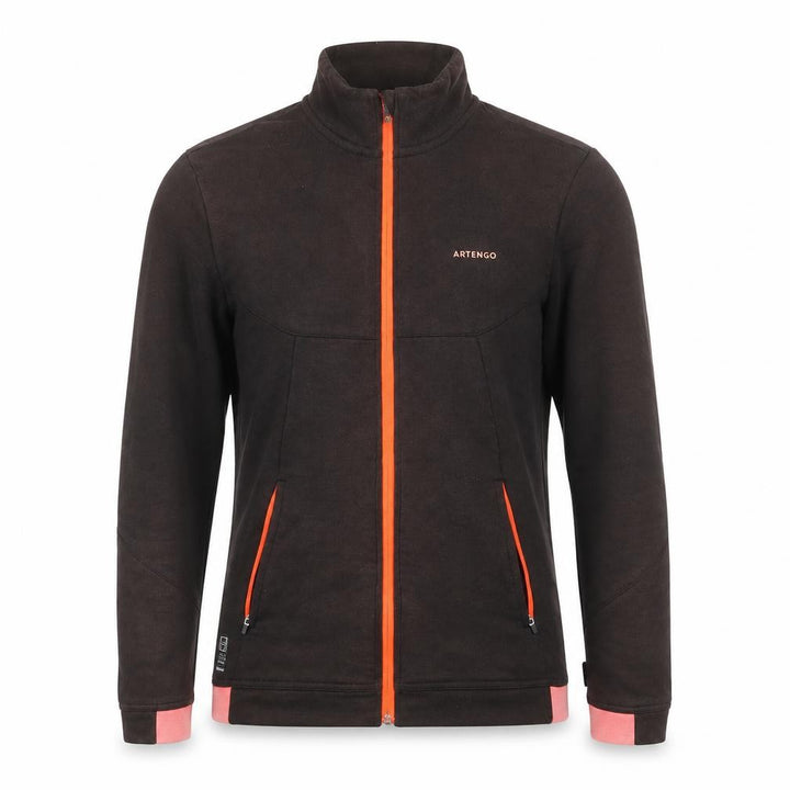 Front view of Artengo Men's Black Track Jacket, size M, Full Zip