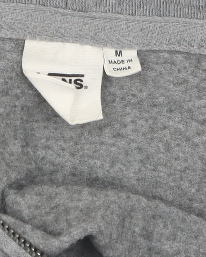Vans Men's Grey Full Zip Hoodie, Size M, Logo Accent