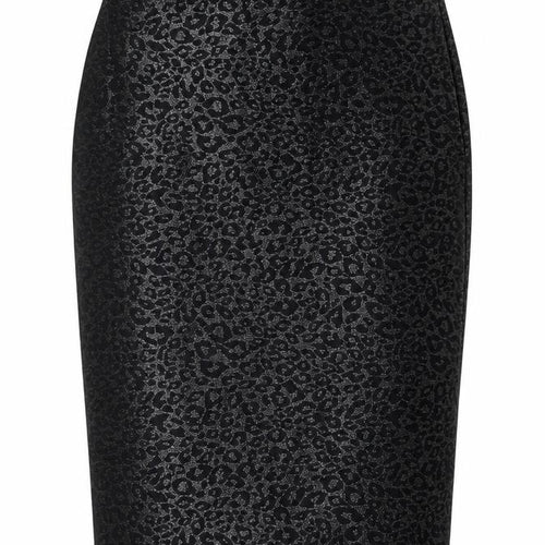 ICHI Women's Black Animal Print Pencil Skirt L