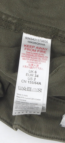 Topshop Women's Green Cargo Trousers Size 6