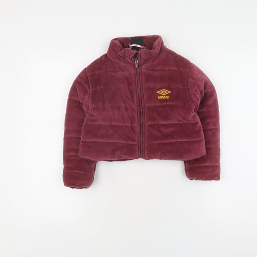 Umbro Girls Red Puffer Jacket 5-6 Years - Casual Autumn/Winter