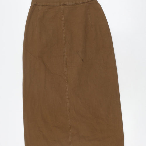 Massimo Dutti Women's Brown Knee Length Skirt, Size 10, Cotton