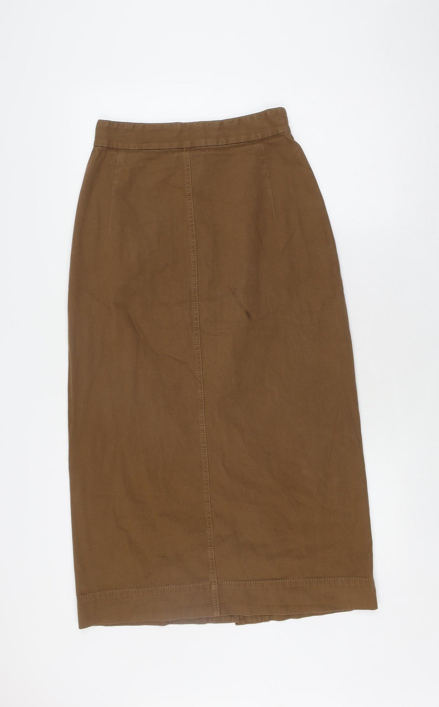 Massimo Dutti Women's Brown Knee Length Skirt, Size 10, Cotton