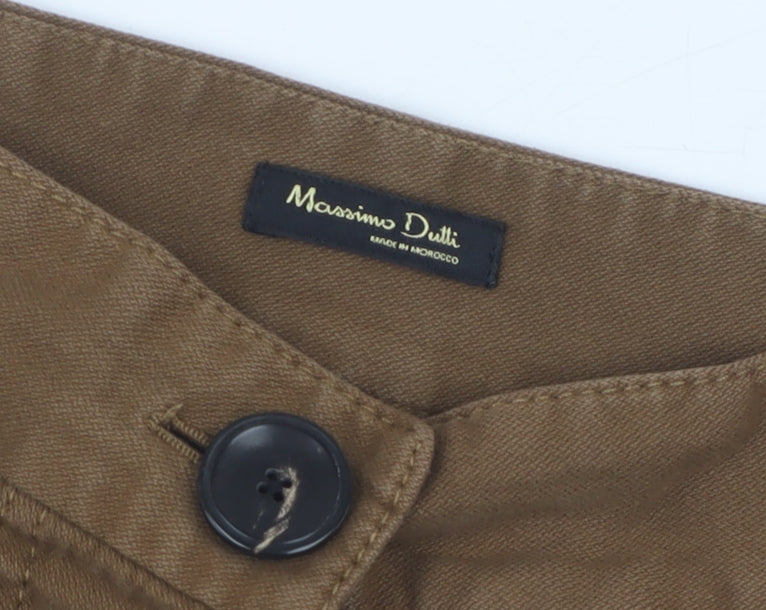 Massimo Dutti Women's Brown Knee Length Skirt, Size 10, Cotton