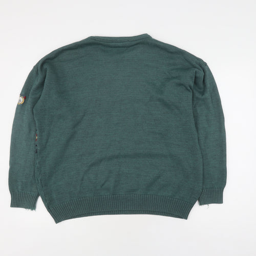 Premium Club Men’s Green Geometric Pullover, L, Vintage