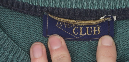 Premium Club Men’s Green Geometric Pullover, L, Vintage