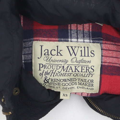 Jack Wills Women's Black XS Puffer Jacket, Hooded Quilted