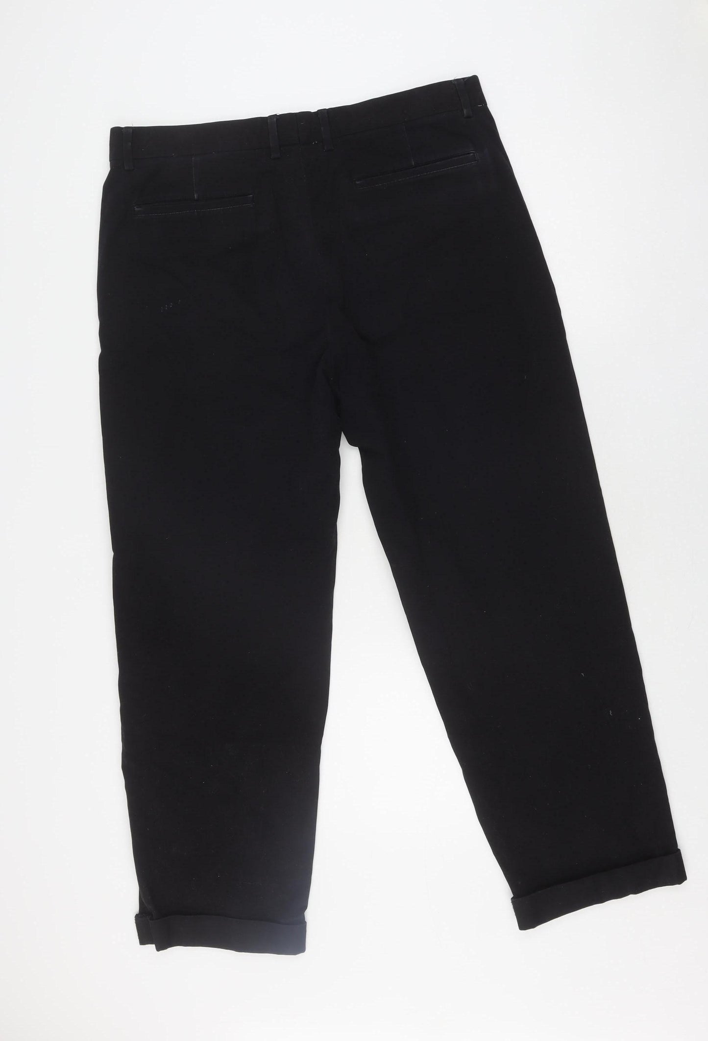 Reserved Men's Black Loose Fit Trousers Size 34