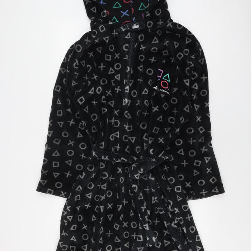 George Men's Black PlayStation Fleece Robe, S, Hooded
