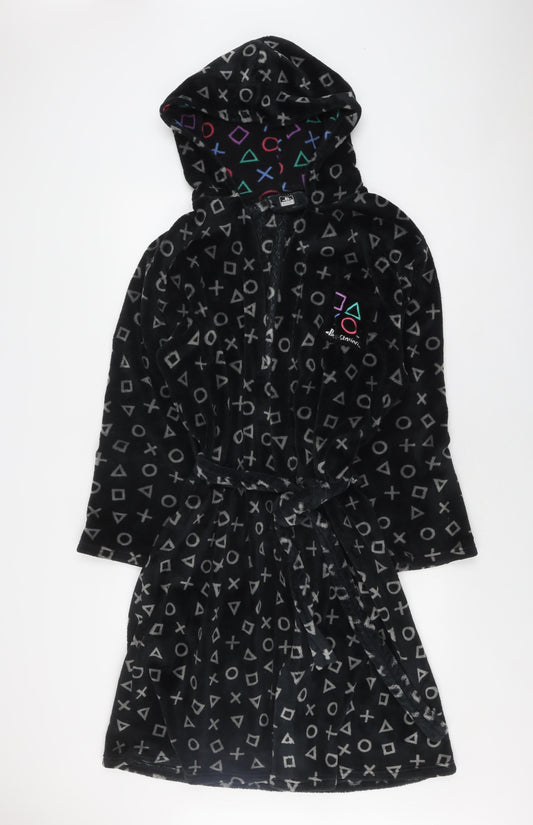 George Men's Black PlayStation Fleece Robe, S, Hooded