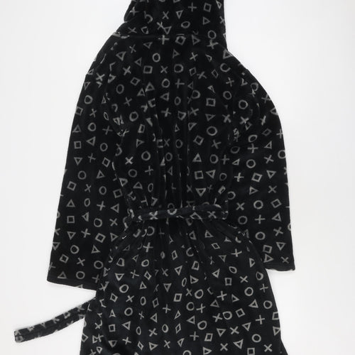 George Men's Black PlayStation Fleece Robe, S, Hooded
