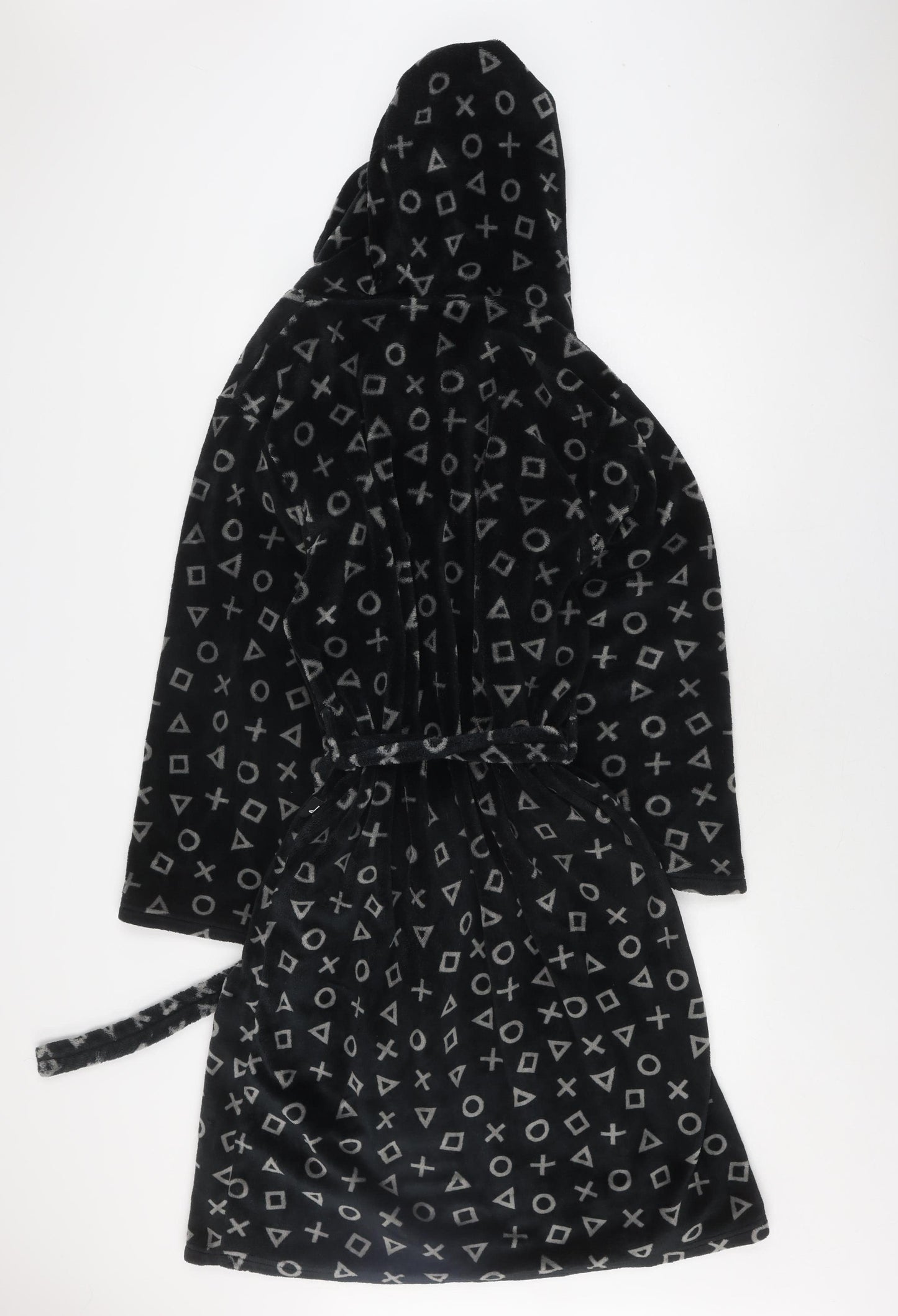 George Men's Black PlayStation Fleece Robe, S, Hooded