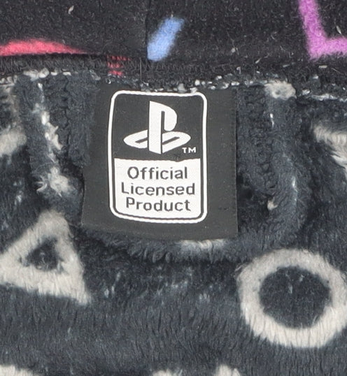 George Men's Black PlayStation Fleece Robe, S, Hooded