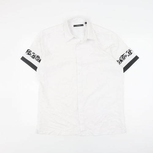 Moto Men's White Tribal Graphic Shirt M Short Sleeve