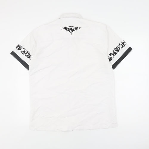 Moto Men's White Tribal Graphic Shirt M Short Sleeve