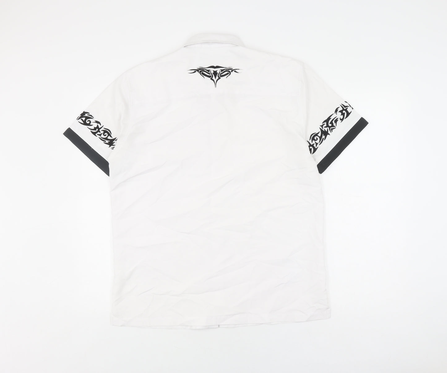 Moto Men's White Tribal Graphic Shirt M Short Sleeve