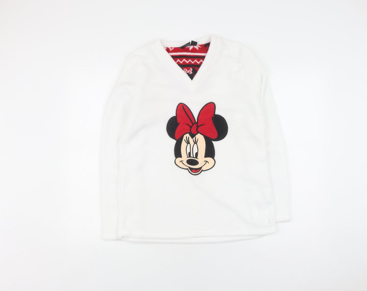Disney Women White Fleece Pyjama Top Size 10-12