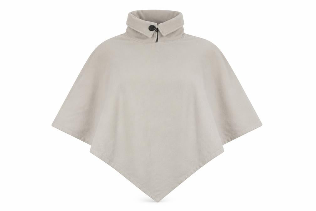 Front view of La Redoute Beige Women's Poncho, Button Detail, Collared