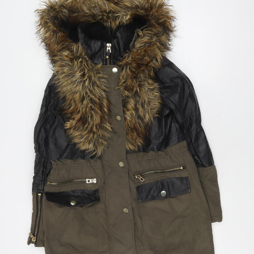 River Island Women's Green Parka Jacket Size 8 Winter Ready