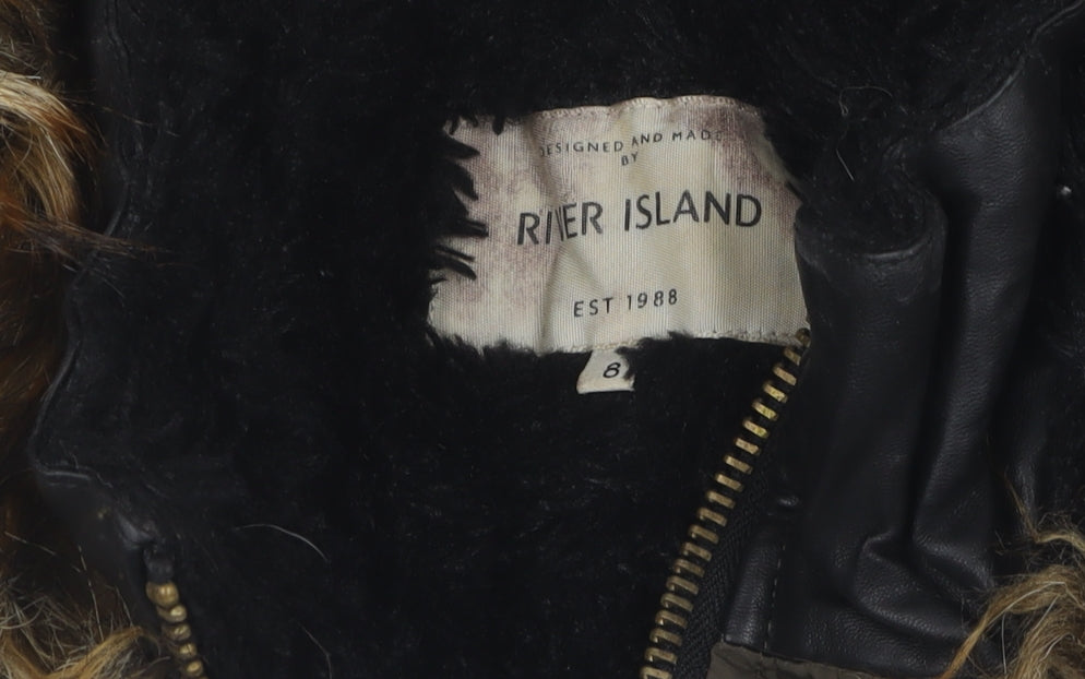 River Island Women's Green Parka Jacket Size 8 Winter Ready