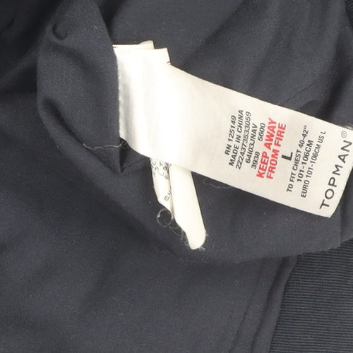 Topman Unisex Black Parka L with Hooded Fur Trim