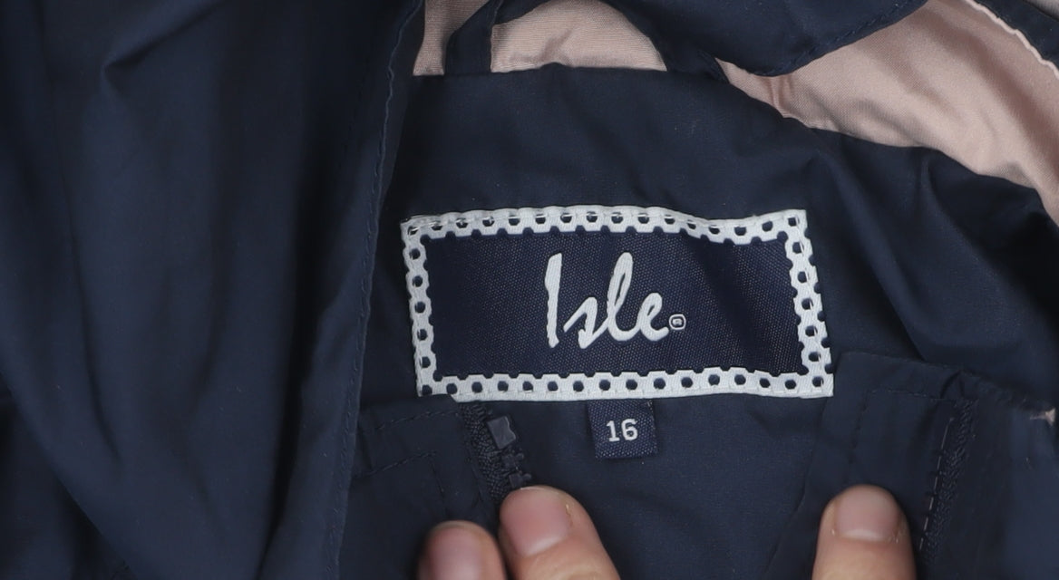 Isle Women's Blue Hooded Coat Size 16 with Snap Closure