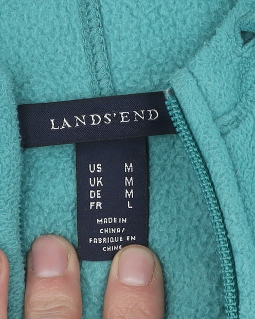 Lands' End Women's Blue Fleece Full Zip Hoodie M