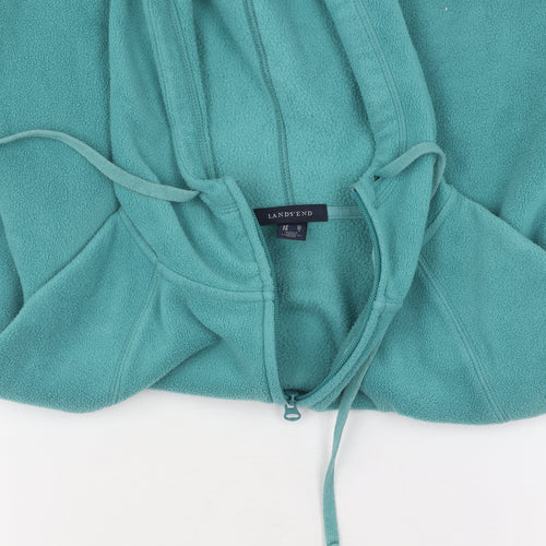 Lands' End Women's Blue Fleece Full Zip Hoodie M
