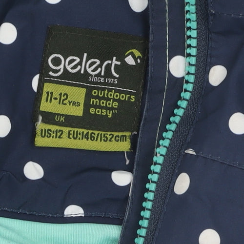 Gelert Girls Blue Polka Dot Rain Coat 11-12 Years Hooded