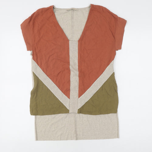 Zara Women's Multicoloured V-Neck T-Shirt, M, Casual Summer Style