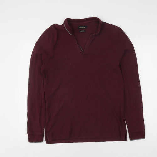 Massimo Dutti Unisex Maroon Polo Size L Classic Fit