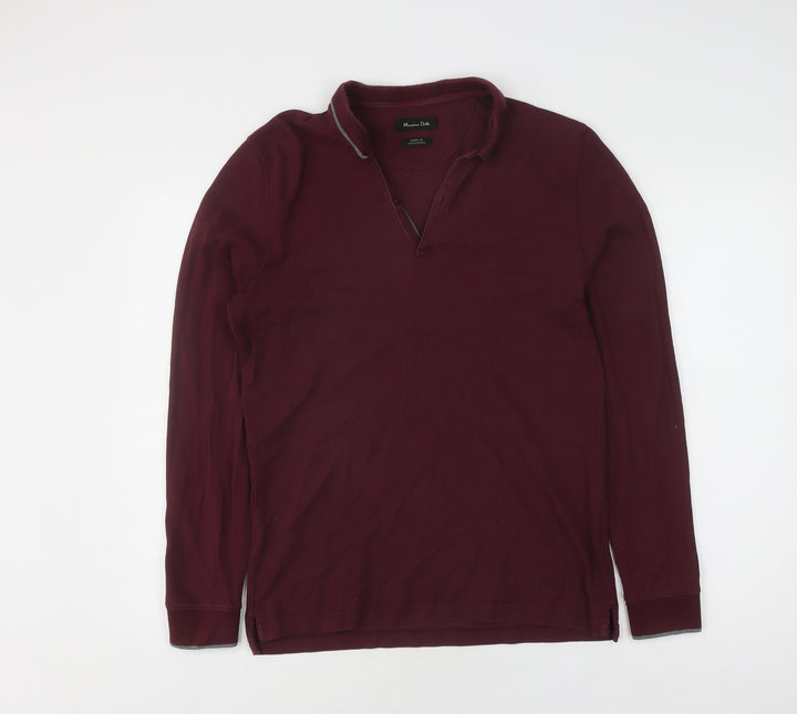 Massimo Dutti Unisex Maroon Polo Size L Classic Fit