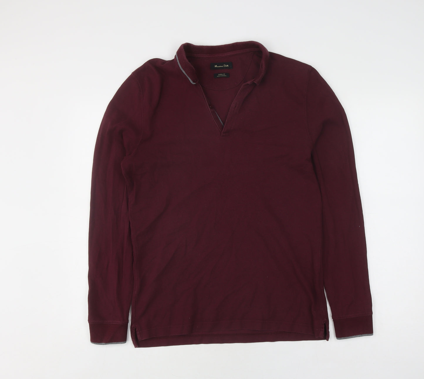 Massimo Dutti Unisex Maroon Polo Size L Classic Fit