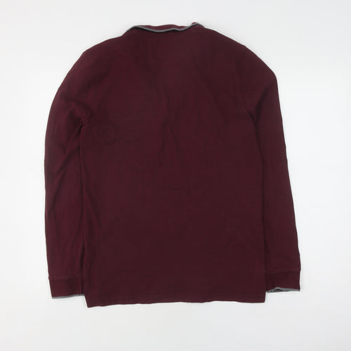 Massimo Dutti Unisex Maroon Polo Size L Classic Fit