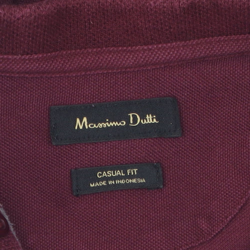 Massimo Dutti Unisex Maroon Polo Size L Classic Fit