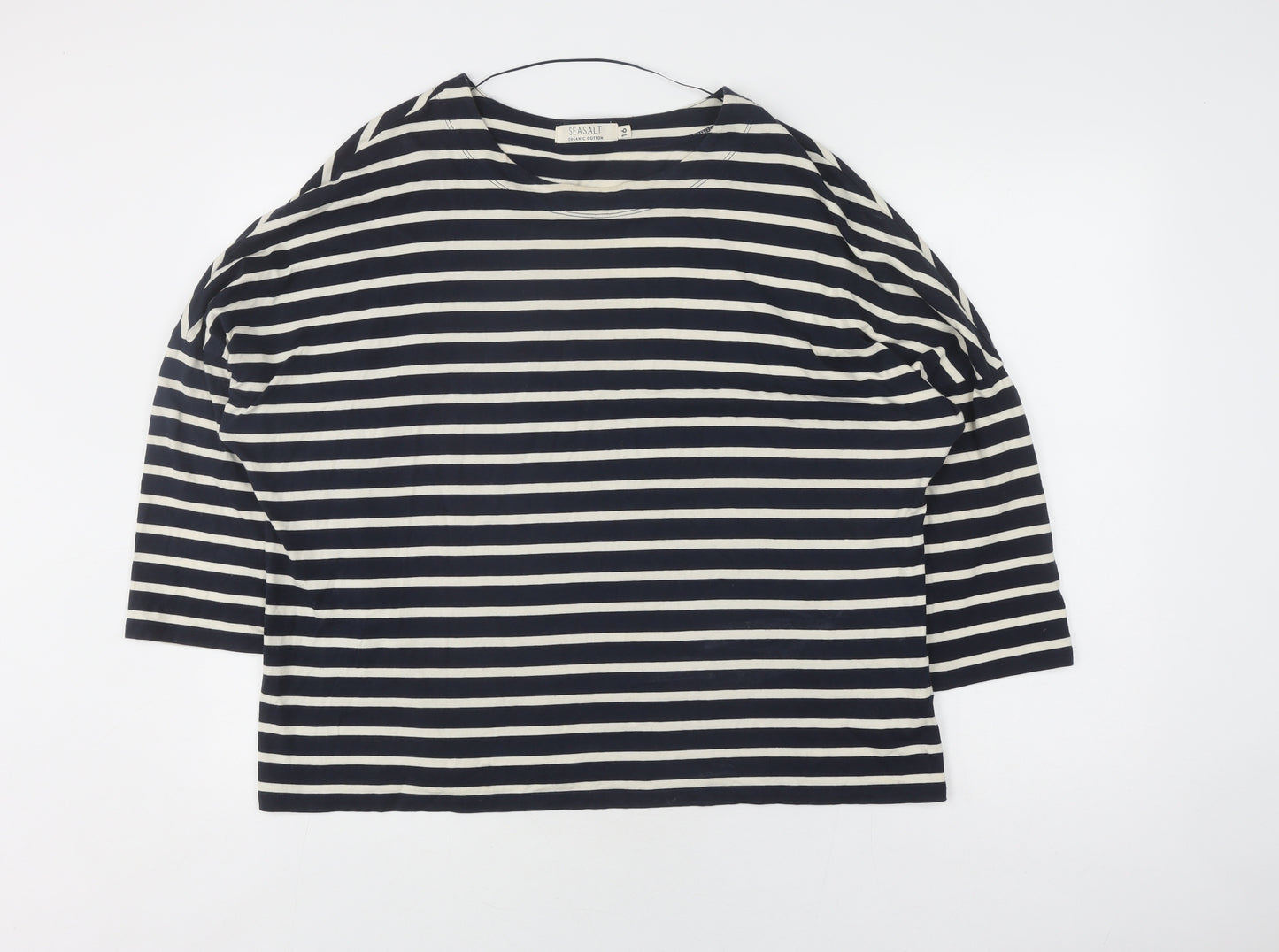 Seasalt Women's Blue Striped 3/4 Sleeve T-Shirt