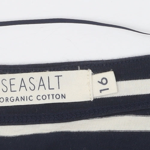 Seasalt Women's Blue Striped 3/4 Sleeve T-Shirt