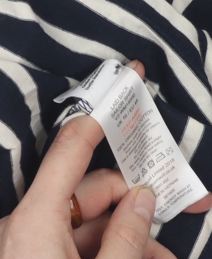 Seasalt Women's Blue Striped 3/4 Sleeve T-Shirt