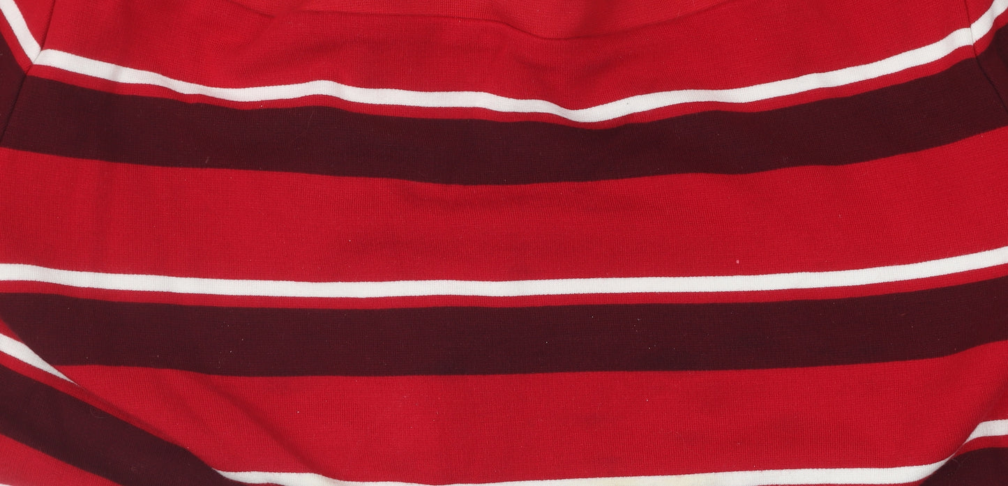 Marks and Spencer Women's Red Striped T-Shirt Size 14