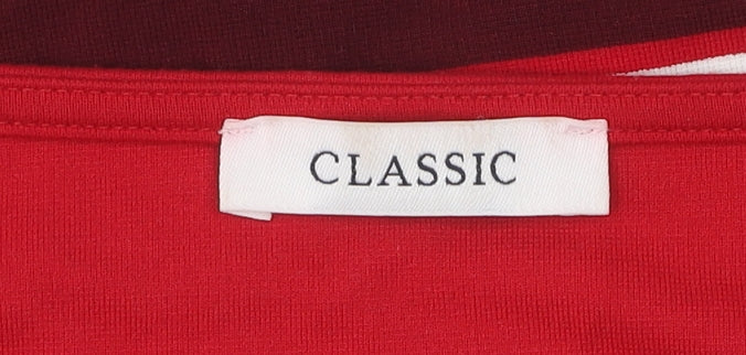 Marks and Spencer Women's Red Striped T-Shirt Size 14