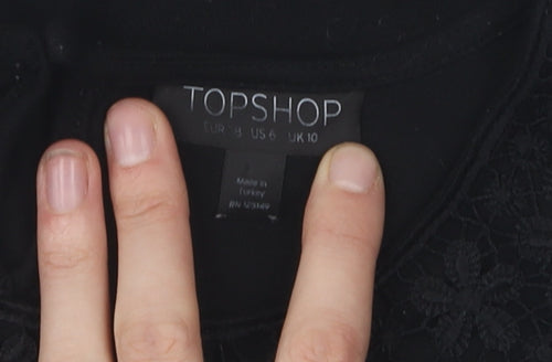 Topshop Women's Black Camisole Blouse Sleeveless UK 10