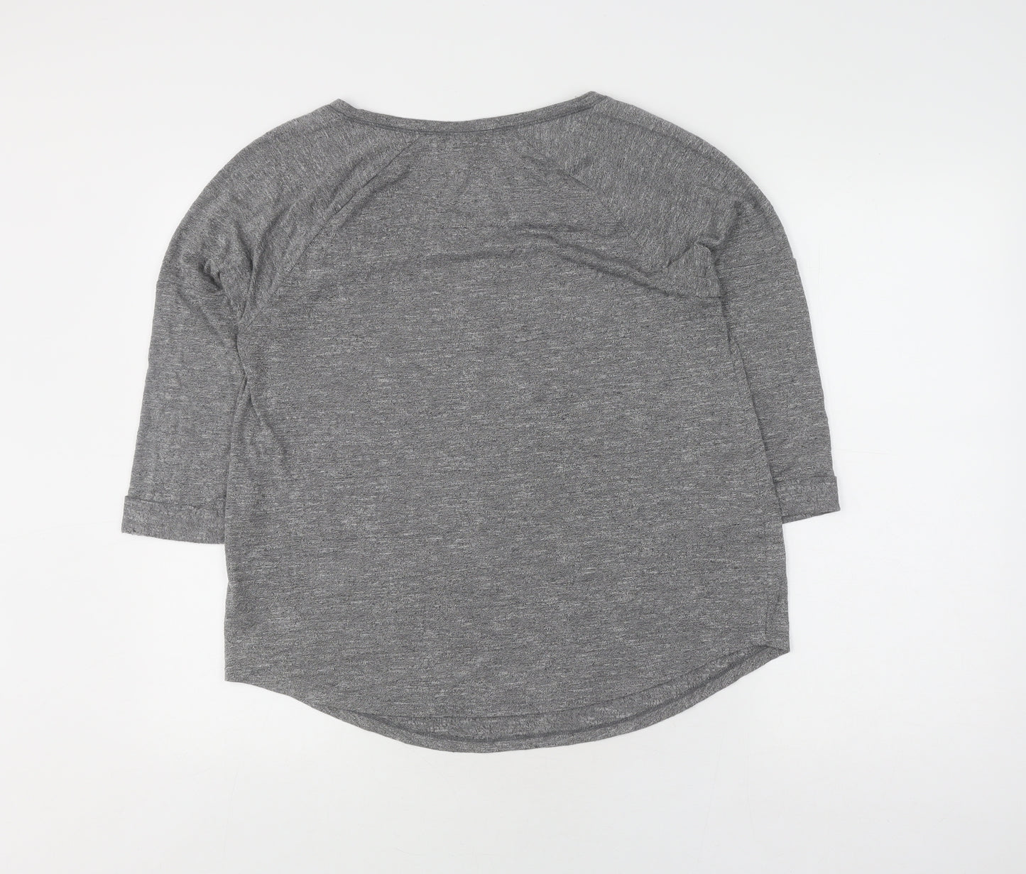 Next Women's Grey V-Neck Relaxed 3/4 Sleeve T-Shirt