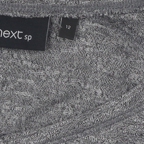 Next Women's Grey V-Neck Relaxed 3/4 Sleeve T-Shirt