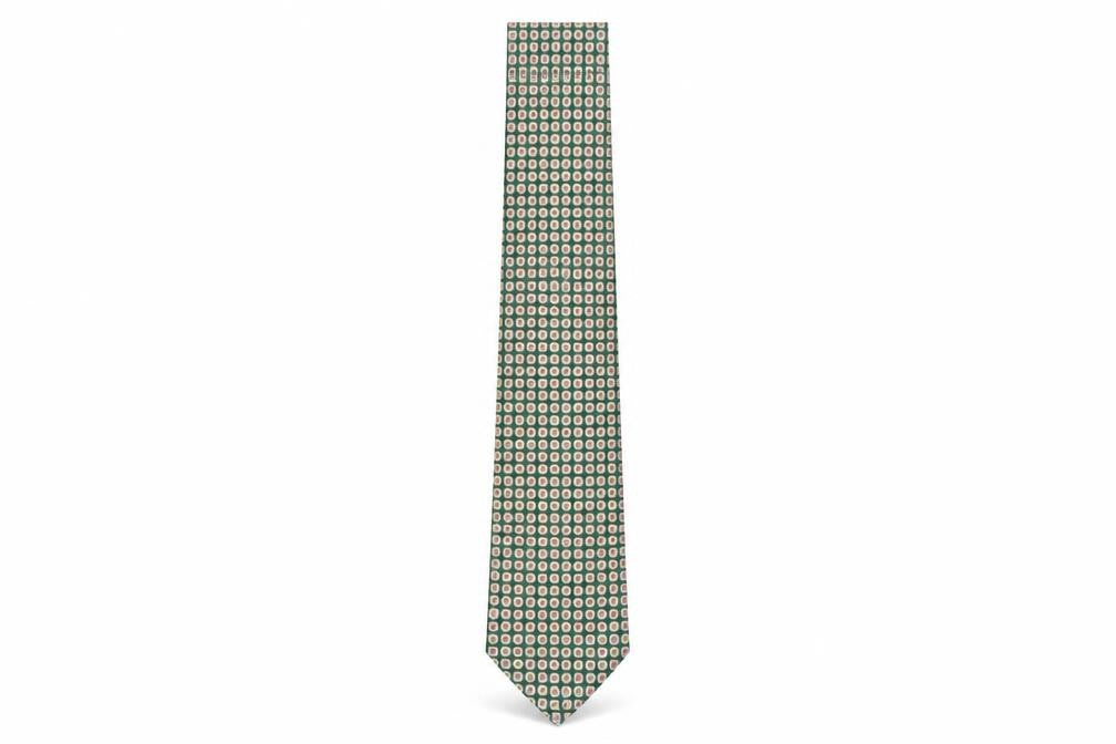 Front view of Dunn & Co Green Geometric Men's Polyester Tie