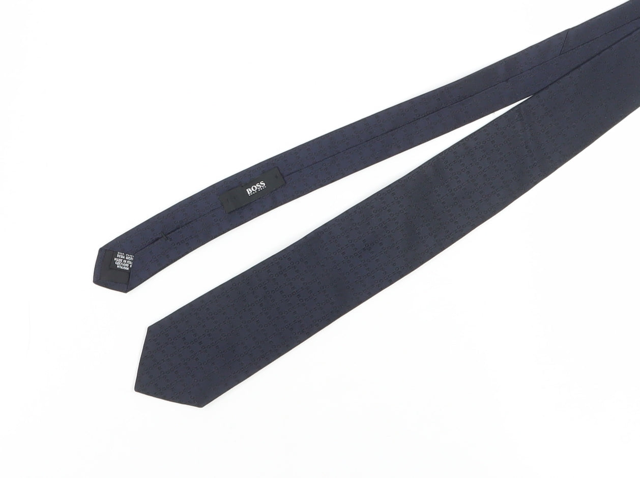 Hugo Boss Men's Blue Geometric Silk Designer Tie