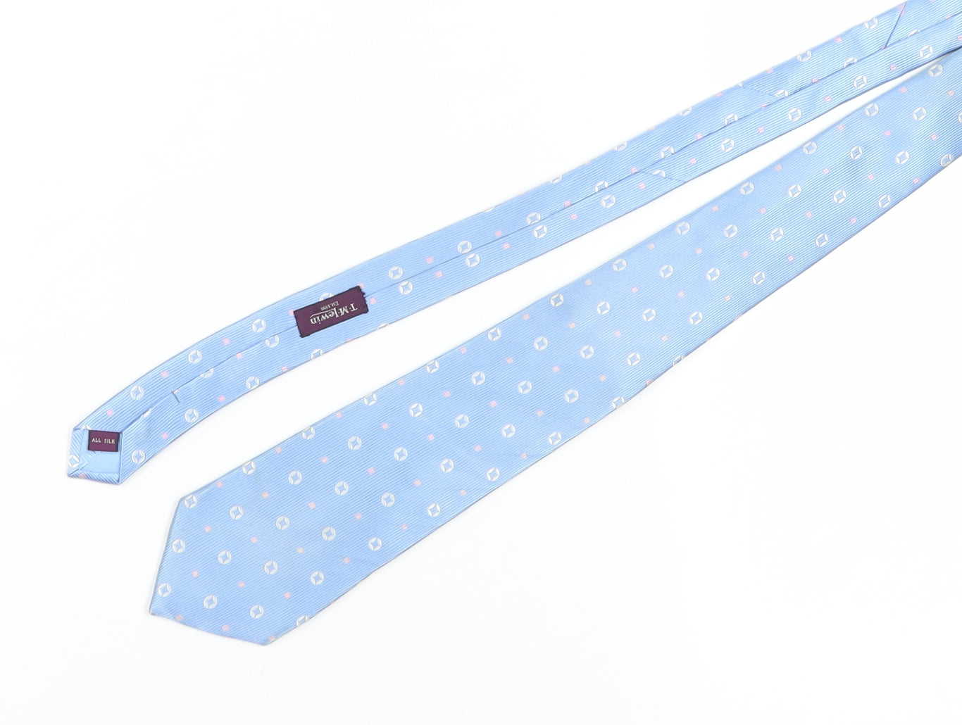 T.M.Lewin Men's Blue Silk Geometric Tie One Size