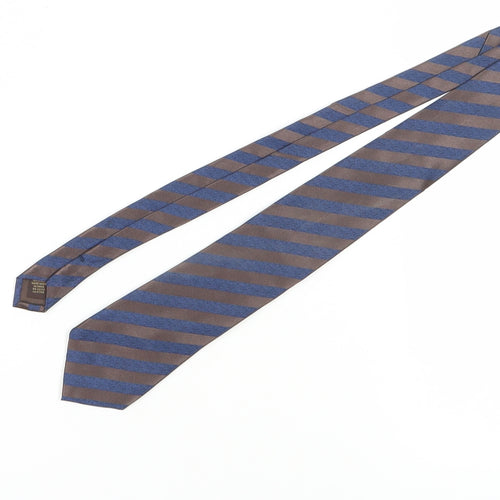 Tasso Elba Men's Brown Blue Striped Silk Slim Tie